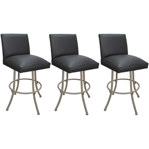 Pemberly Row Set of 3 Swivel Metal Counter Stools 26&quot in Gray Vinyl Beige Frame