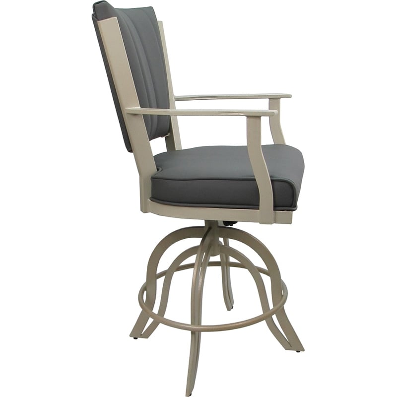 Pemberly Row Leather Swivel Metal Bar Stool 30