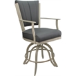 Pemberly Row Leather Swivel Metal Bar Stool 30