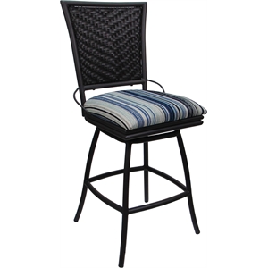 Pemberly Row Outdoor Indoor Counter Stool 26&quot Armless in Blue Fabric Gray Frame
