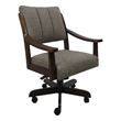 Pemberly Row Caster Solid Wood Dining Chair in Cocoa Fabric Brown Honey Frame