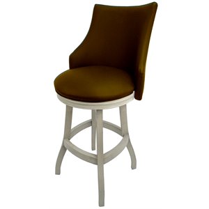 Pemberly Row 30&quot Swivel Wood Bar Stool in Brown/Antique White