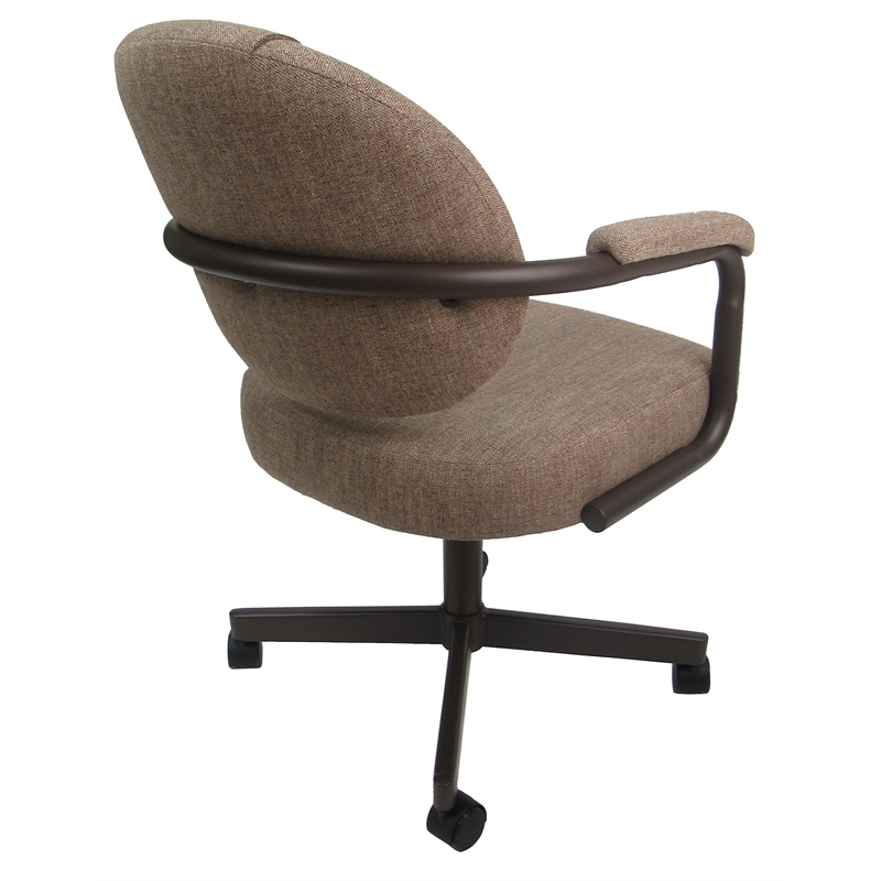 Pemberly Row Set of 4 Swivel Metal Dining Caster Chairs in Beige on Coffee