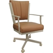 Pemberly Row Leather Dining Caster Chair Swivel Tilt in Brown Leather on Beige