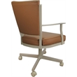 Pemberly Row Leather Dining Caster Chair Swivel Tilt in Brown Leather on Beige