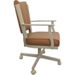 Pemberly Row Leather Dining Caster Chair Swivel Tilt in Brown Leather on Beige