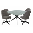 Pemberly Row Dinette Swivel Caster Chairs Crackle Glass in Grey Black Frame