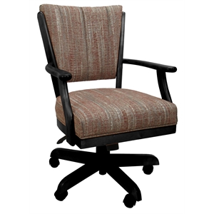 Pemberly Row Caster Solid Wood Dining Chair in Red Fabric Black Wood