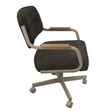 Pemberly Row Swivel Fabric & Wood Caster Chair in Brown/Beige