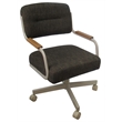 Pemberly Row Swivel Fabric & Wood Caster Chair in Brown/Beige