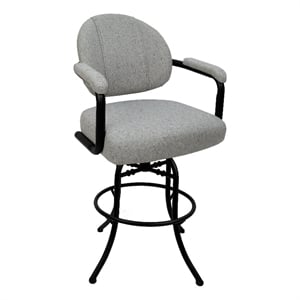 Pemberly Row Swivel Tilt Counter 26&quot Bar Stools in Slate Fabric Black Frame