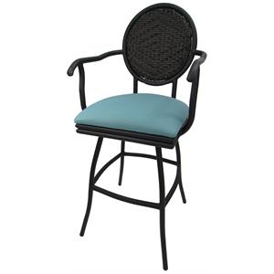 Pemberly Row Swivel 30&quot Outdoor/Indoor Bar Stool in Black Powder Coated Frame