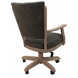 Pemberly Row Caster Solid Wood Dining Chair in Brown Fabric White Wash Finish