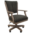 Pemberly Row Caster Solid Wood Dining Chair in Brown Fabric White Wash Finish