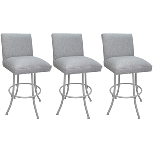 Pemberly Row Set of 3 Swivel 26&quot Counter Stools in Slate Fabric White Frame