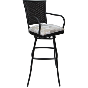 Pemberly Row Extra Tall Swivel Stool 34&quot with Arms in White Fabric Black