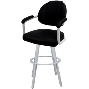 Pemberly Row Swivel Metal Counter Stool 26&quot in Black Vinyl White Frame