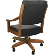 Pemberly Row Leather Solid Wood Dining Caster Chair in Gray on Honey Frame