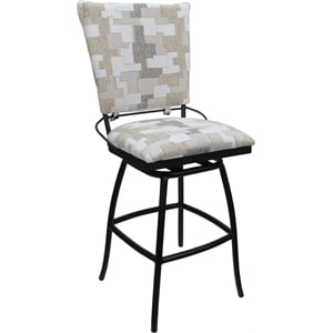 Pemberly Row 26&quot Counter Bar Stool Padded Back Armless in White Fabric Black