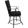 Pemberly Row Outdoor/Indoor Patio Dining Chair in Black Fabric Gray Frame