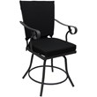 Pemberly Row Outdoor/Indoor Patio Dining Chair in Black Fabric Gray Frame