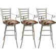 Pemberly Row Set of 3 Extra Tall Stool with Arms in Terracotta Fabric Beige