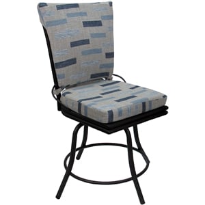 Pemberly Row Patio Dining Chair without Arms in Blue Beige Black Frame