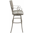 Pemberly Row Set of 3 Bar Stools Padded Back with Arms White Fabric Beige