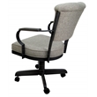 Pemberly Row Swivel Dining Caster Chair Arms and Base in Ash Fabric Black Metal