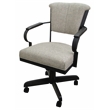 Pemberly Row Swivel Dining Caster Chair Arms and Base in Ash Fabric Black Metal