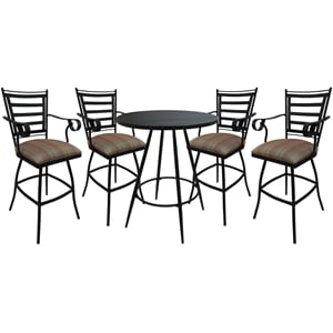 Pemberly Row Pub Set 30&quot Stool with Arms in Multi Stripe Red Black