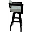 Pemberly Row Swivel Wood Extra Tall Bar Stool in Teal Fabric Black Frame