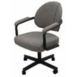 Pemberly Row Fabric Swivel Tilt Dining Arm Chair in Gray on Black