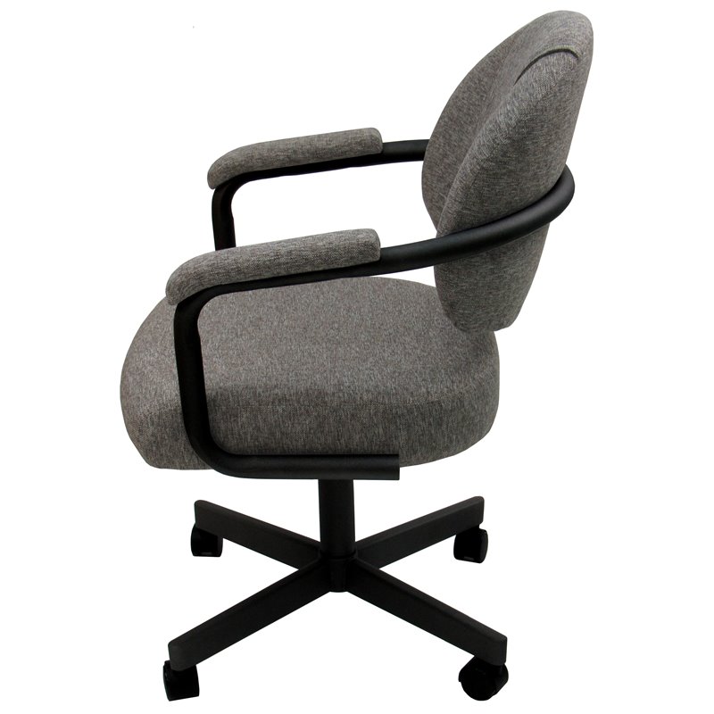 Pemberly Row Fabric Swivel Tilt Dining Arm Chair in Gray on Black