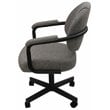 Pemberly Row Fabric Swivel Tilt Dining Arm Chair in Gray on Black