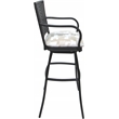 Pemberly Row Set of 3 Bar Stools with Arms in White Fabric Gray Frame