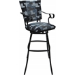 Pemberly Row Set of 3 Counter Stools Padded Back with Arms in Flint Black