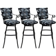 Pemberly Row Set of 3 Counter Stools Padded Back with Arms in Flint Black