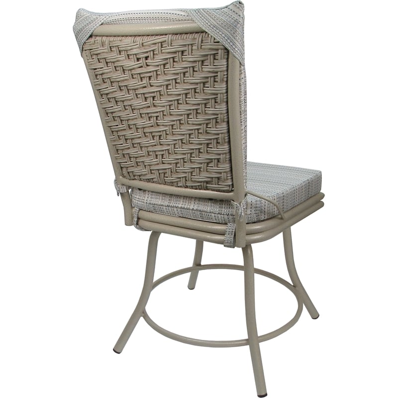 Pemberly Row Outdoor/Indoor Patio Dining Chair in Natural Cream Fabric Beige
