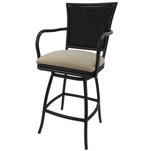 Pemberly Row 26&quot Outdoor Swivel Aluminum Counter Bar Stool in Tan