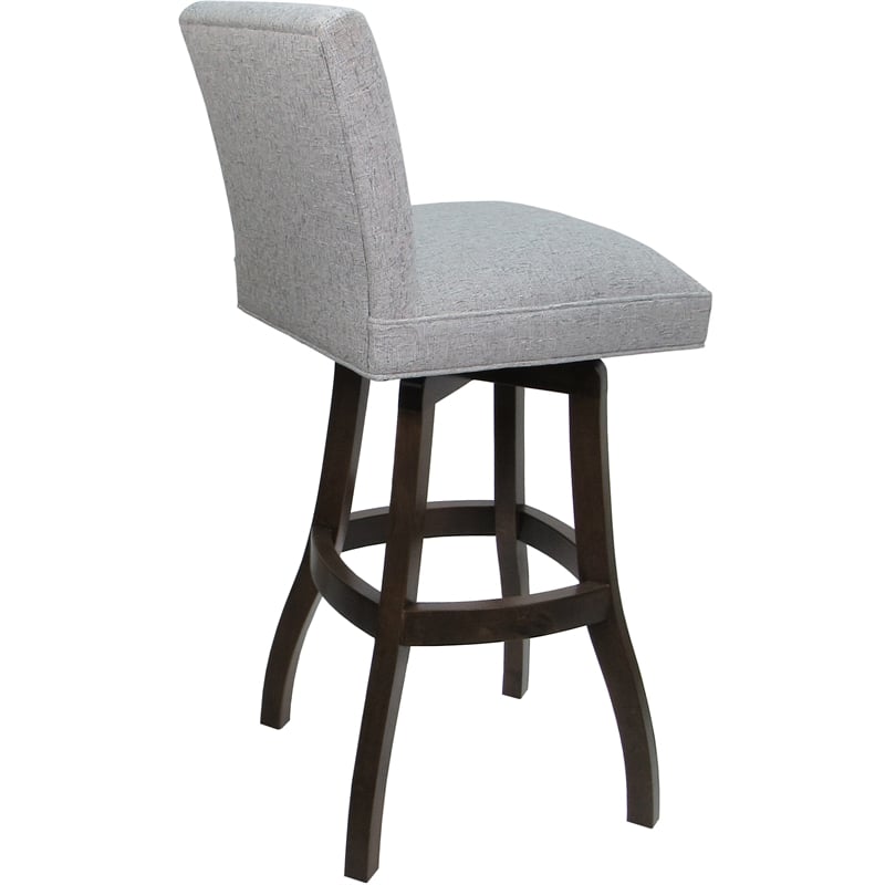 Pemberly Row Set of 3 Extra Tall Swivel Wood Stools in Slate Fabric Dark Walnut