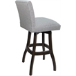 Pemberly Row Set of 3 Extra Tall Swivel Wood Stools in Slate Fabric Dark Walnut