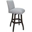 Pemberly Row Set of 3 Extra Tall Swivel Wood Stools in Slate Fabric Dark Walnut
