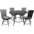 Pemberly Row Patio Dining Set without Arms in Blue Beige Gray Frame
