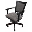 Pemberly Row Swivel Wood Dining Caster Chair in Gray Fabric Black Frame