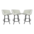 Pemberly Row Swivel Extra Tall Vinyl & Metal Bar Stool White/Gray Set of 3