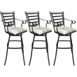 Pemberly Row Set of 3 Extra Tall Stool with Arms in White Fabric Gray