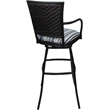 Pemberly Row Set of 3 Bar Stools with Arms in Blue Fabric Black Frame