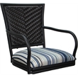 Pemberly Row Set of 3 Bar Stools with Arms in Blue Fabric Black Frame