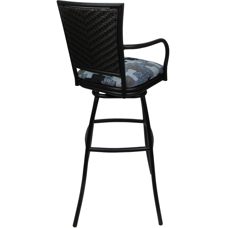 Pemberly Row Set of 3 Extra Tall Stools in Flint Fabric Black Frame
